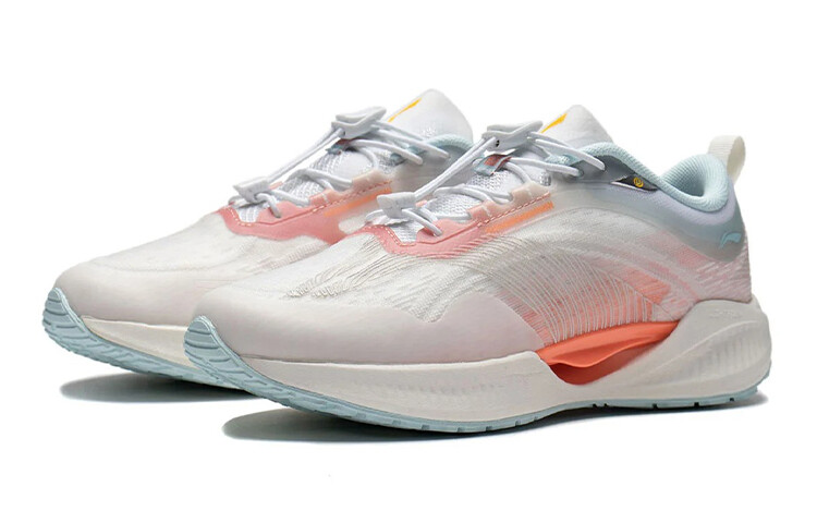 Суперлегкие 19 Детские кроссовки GS Low-top Шампанское Белый/Флуоресцентный Оранжевый/Синий Lining Young — фото 3