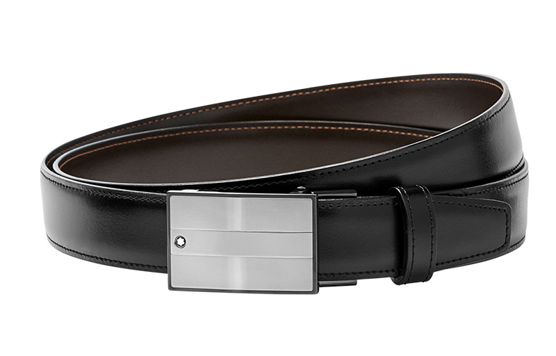 

MONTBLANC Кожаный ремень из коровьей кожи для мужчин, черный/коричневый, ширина 3 см