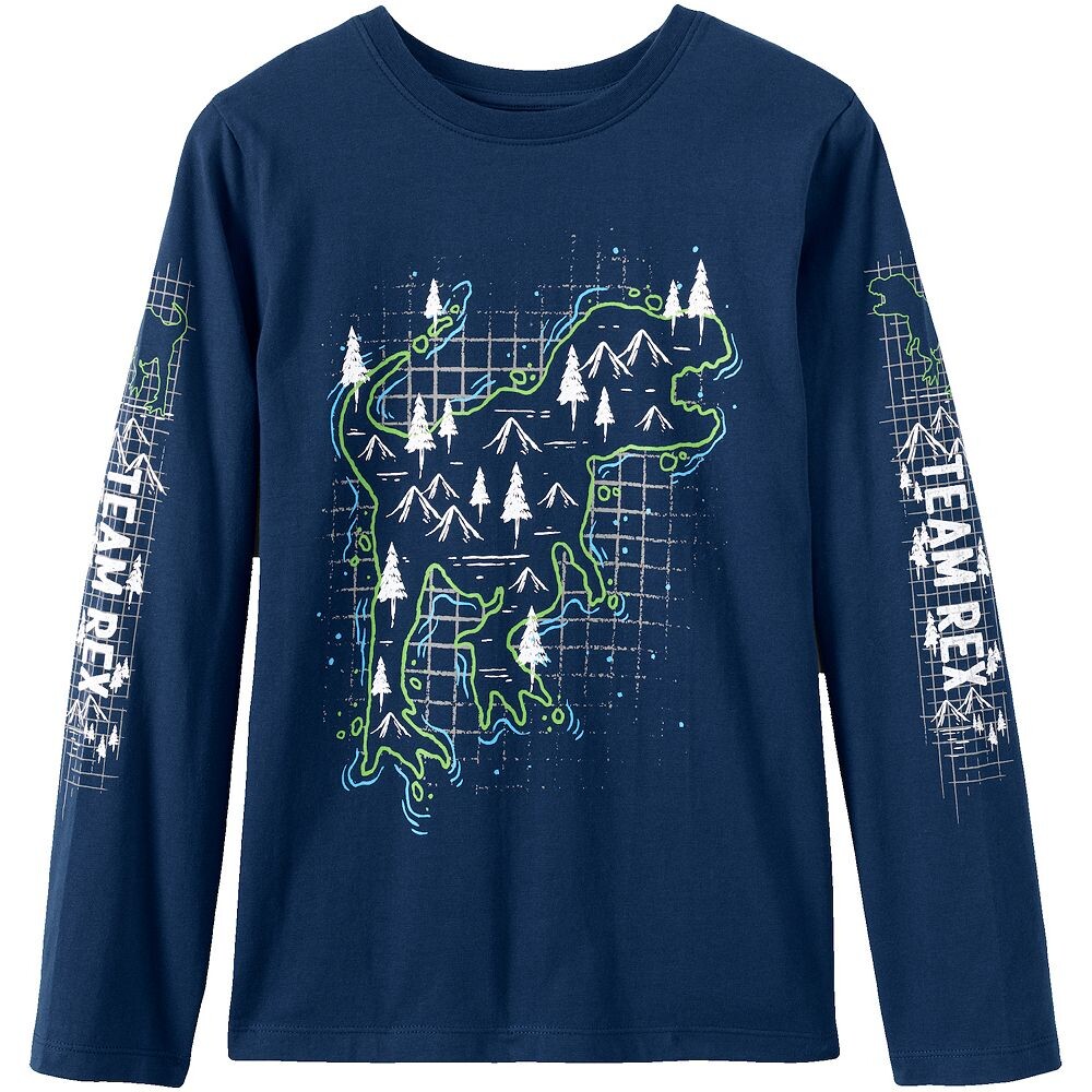 

Футболка с рисунком Lands' End для мальчиков 4–16 лет, цвет Sea Navy Team Rex