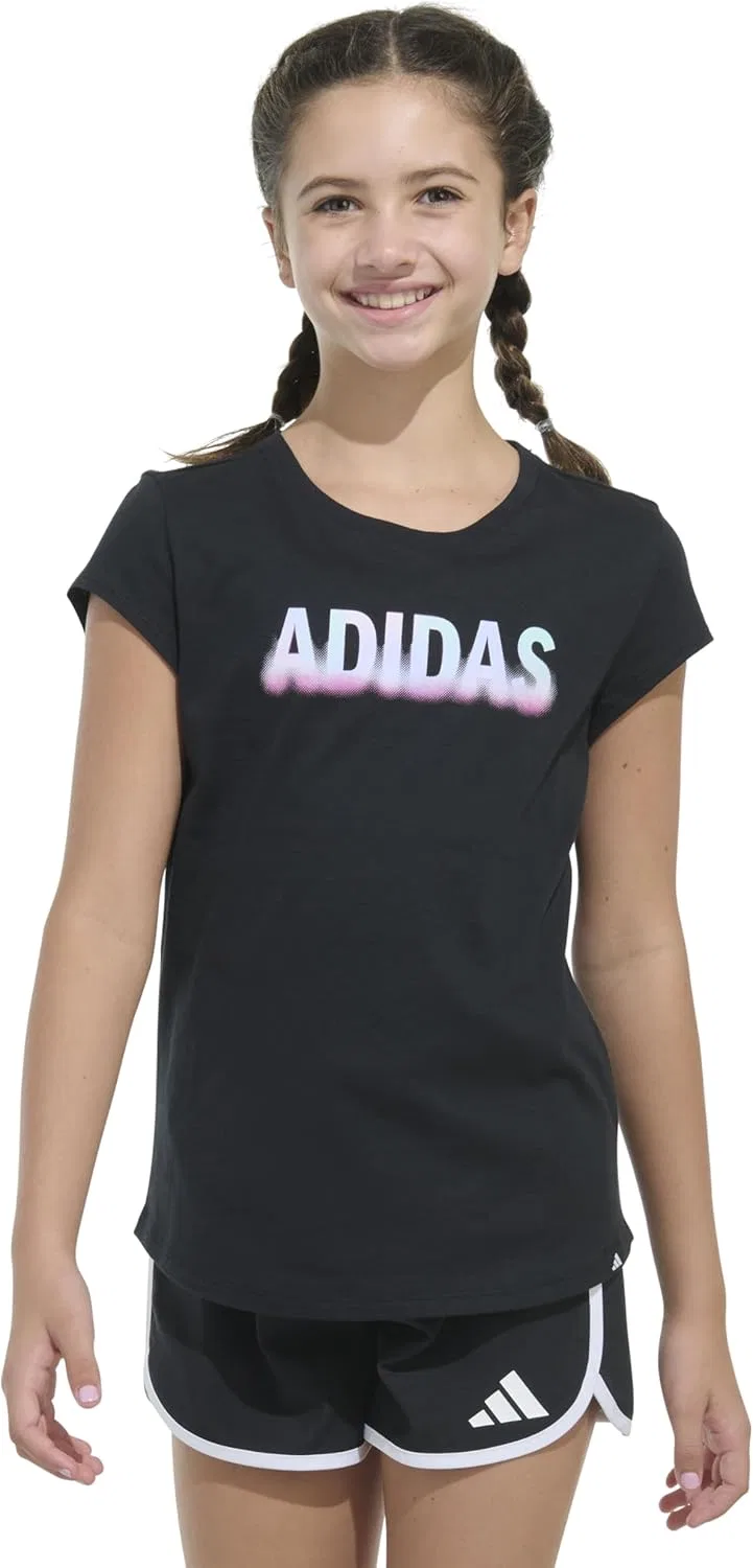 Футболка для девочек adidas, черный/мульти — фото 3
