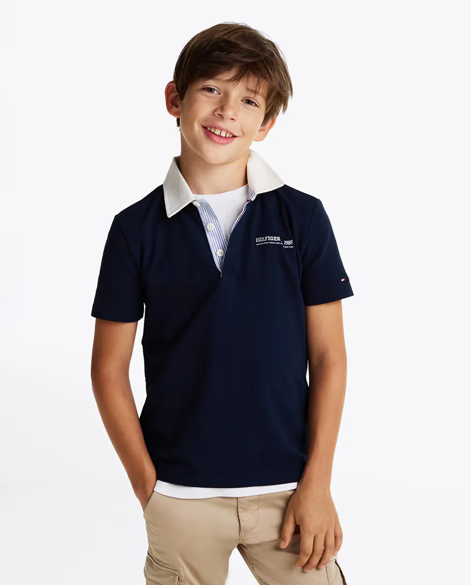 

Однотонная рубашка поло с короткими рукавами Tommy Hilfiger, синий