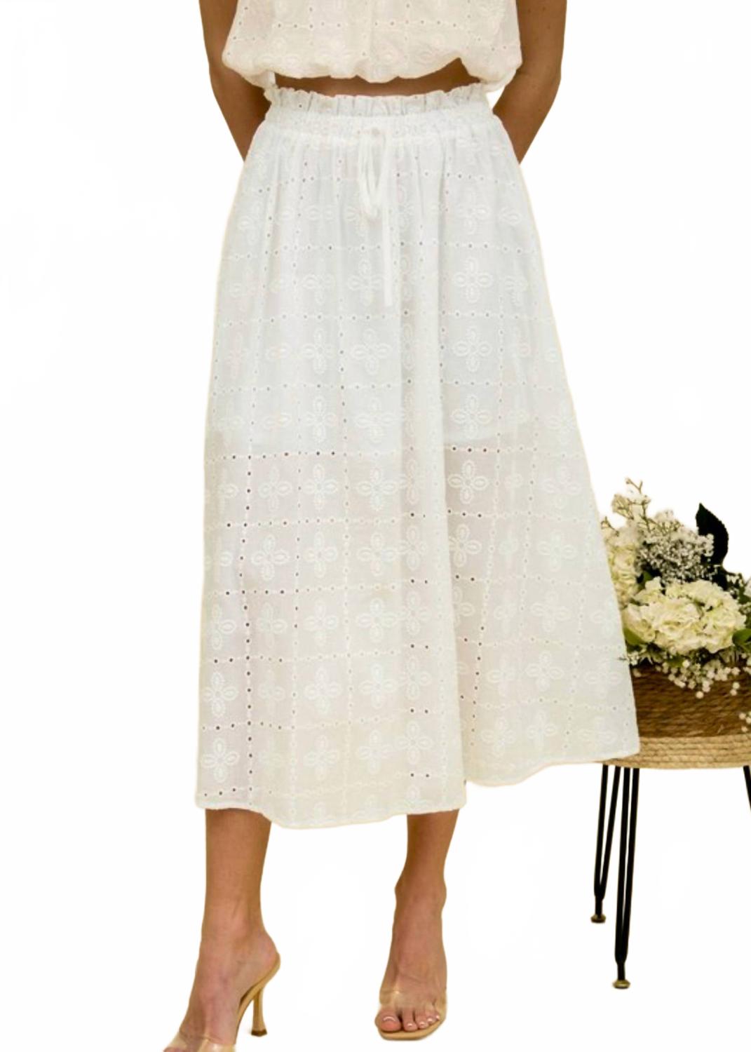 

Blu Pepper Многоярусная юбка Mimi с перфорацией, белая