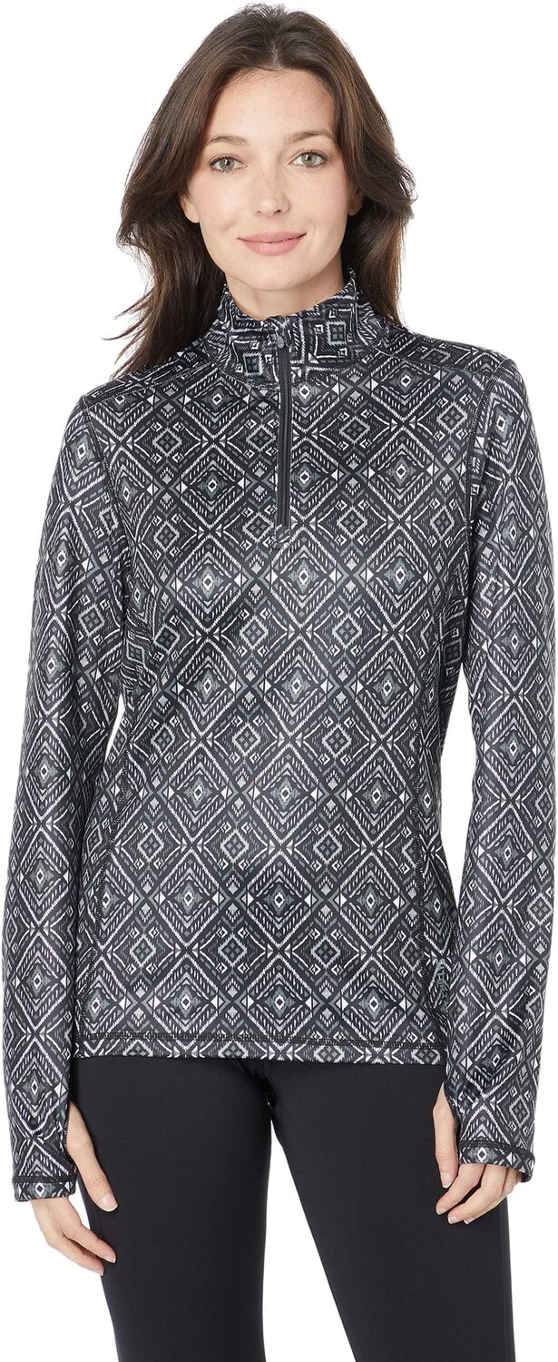

Топ Hot Chillys Micro-Elite Chamois Printed Zip-T, цвет Winter Geo Black/White