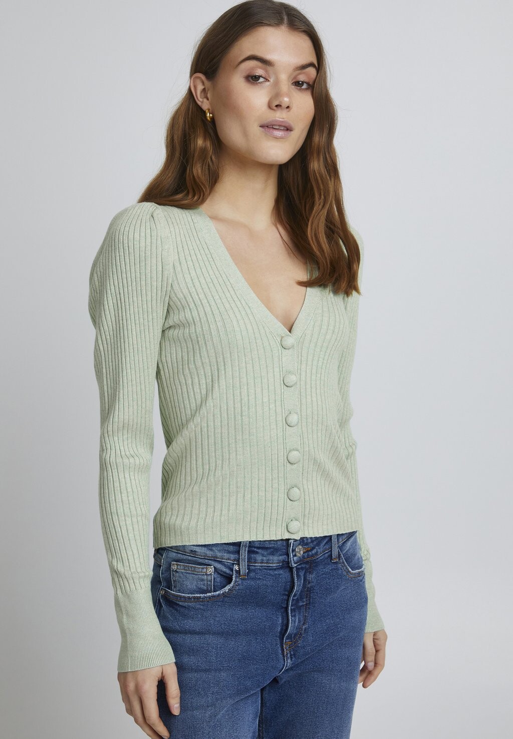 

Кардиган b.young BYPIMBA RIB CARDIGAN, цвет frosty green melange