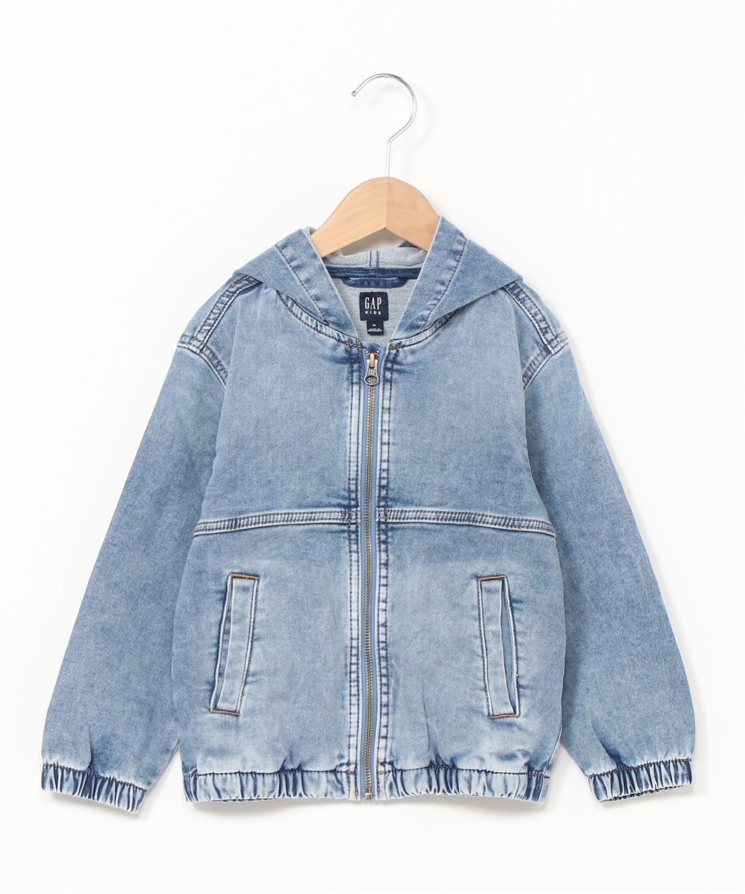 (K) Ультрамягкая джинсовая куртка с капюшоном (детская) GAP, LIGHT WASH INDIGO 118 — фото 3