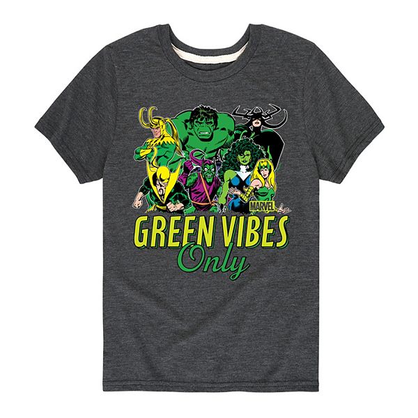 

Футболка с принтом Marvel Green Vibes Only для мальчиков 8-20 Licensed Character, Heather Charcoal