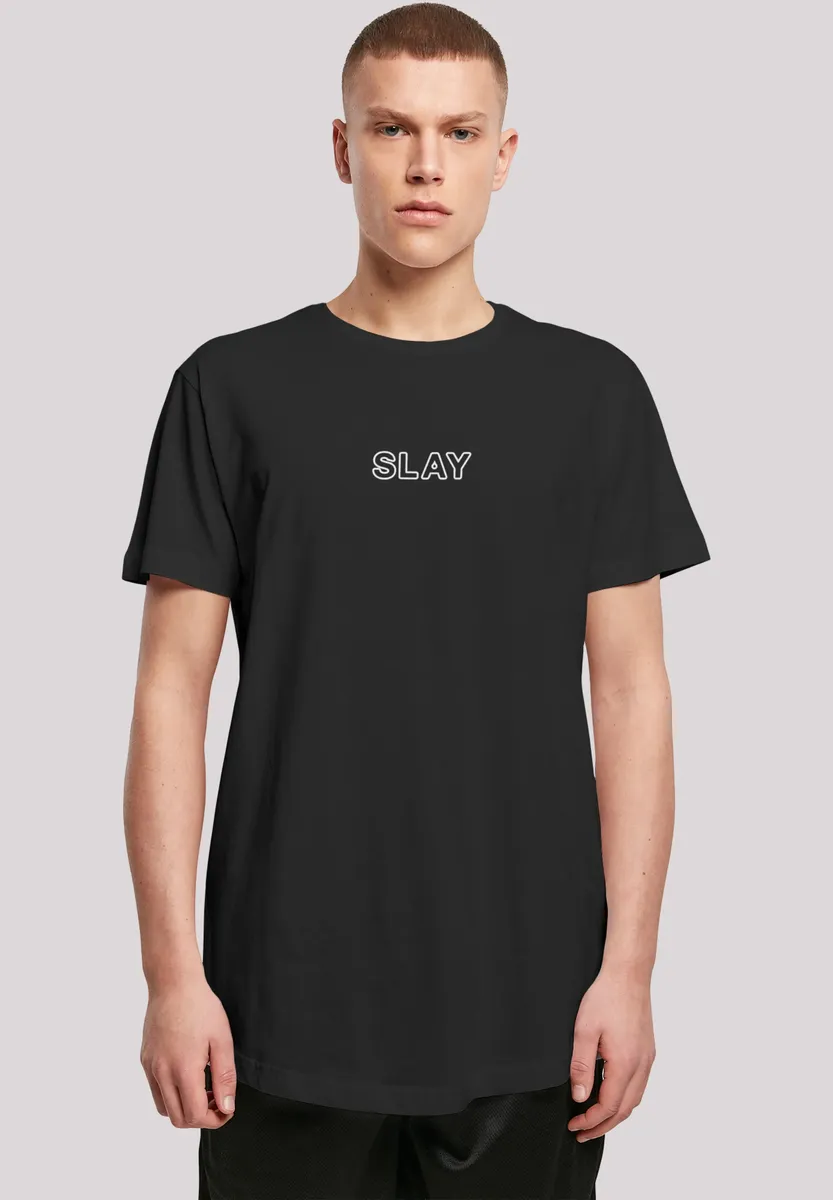 

F4NT4STIC Футболка "Slay", молодежное слово 2022, сленг, длинный крой, черный