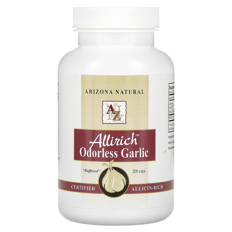 

Arizona Natural, Allirich, чеснок без запаха, 85 мг, 200 капсул