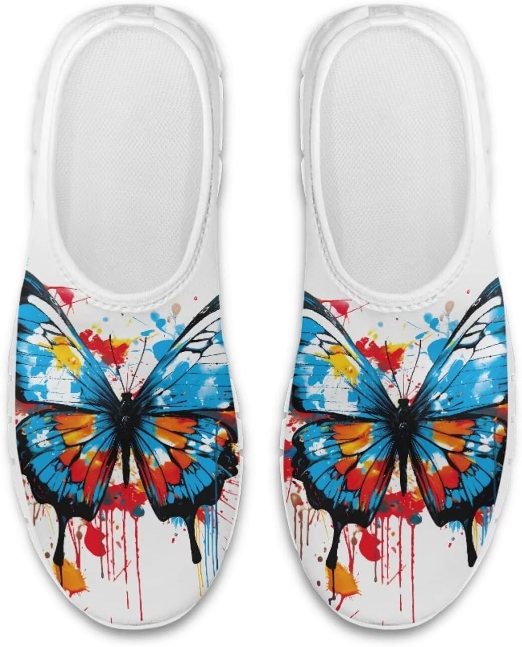 

Кроссовки Chaqlin с низким вырезом, без шнурков, повседневные, для бега, ходьбы и тенниса, модные лоферы для женщин и мужчин, широкие с мягким носком, сетчатые кроссовки, Watercolor Butterfly