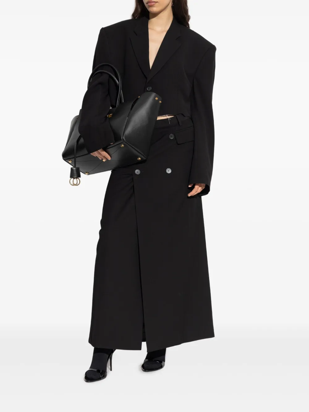 Однобортный пиджак с заостренными лацканами BALENCIAGA, черный — фото 2