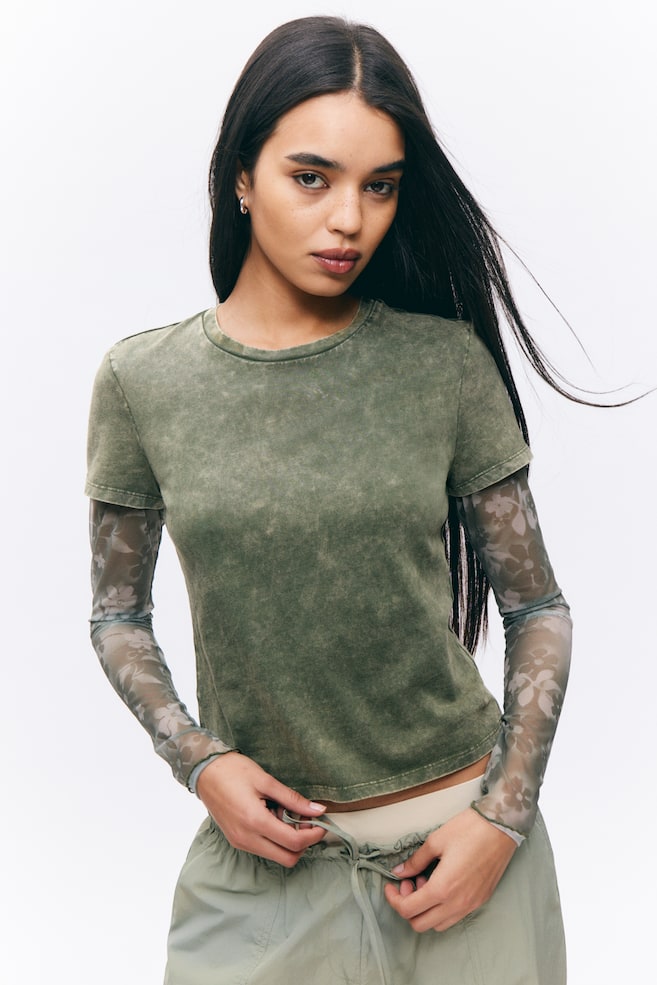 

Двухслойный топ с длинными рукавами Monki, зеленый