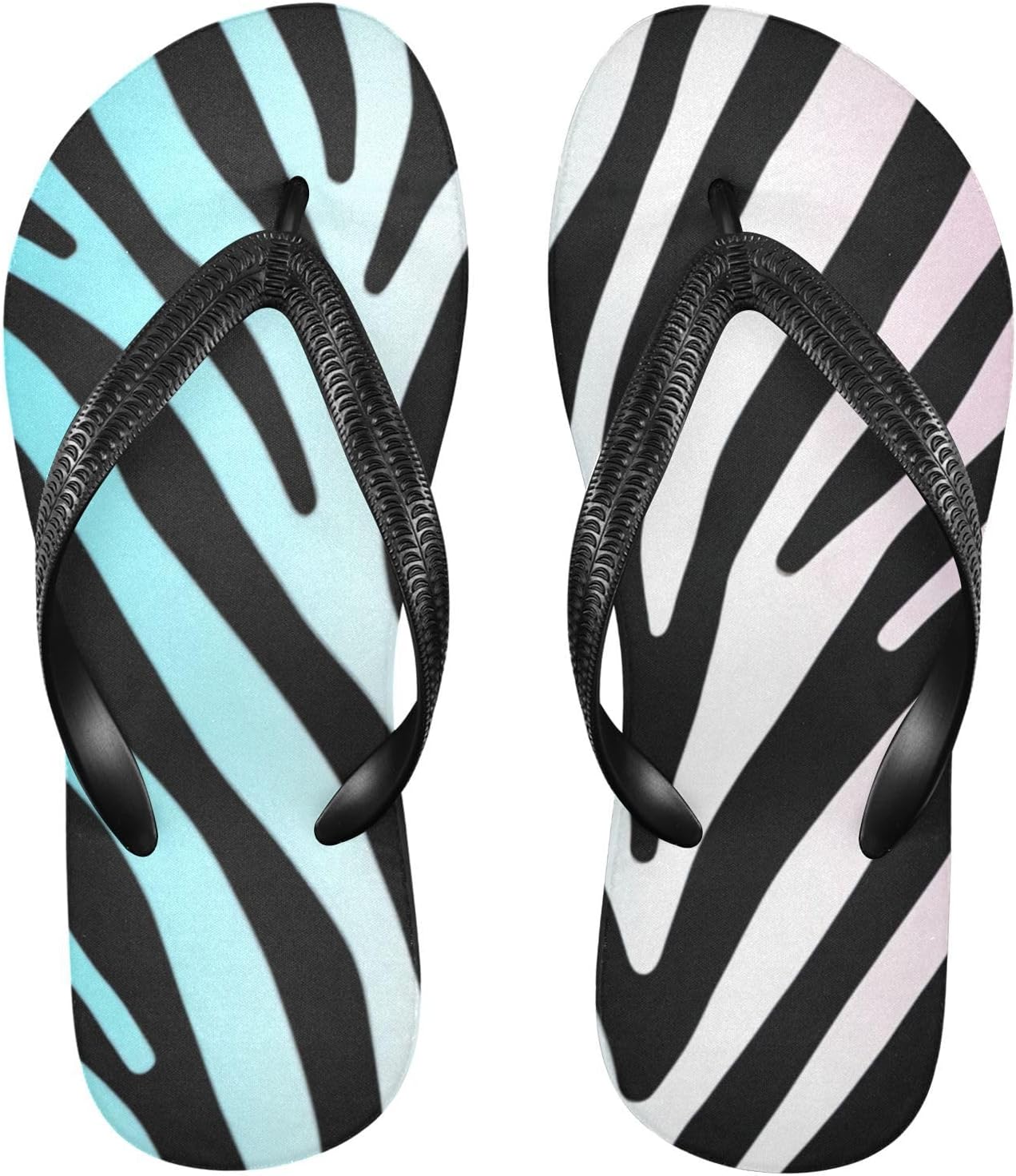 

Яркие слоистые зебровые пляжные шлепанцы для женщин и мужчин, летние повседневные сандалии 20862011 Kfbe, Colorful