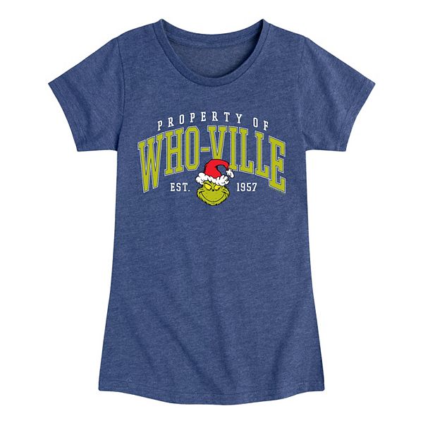 

Футболка с коротким рукавом Girl'S dr seuss the who-ville collegiate Grinch, Heather Navy