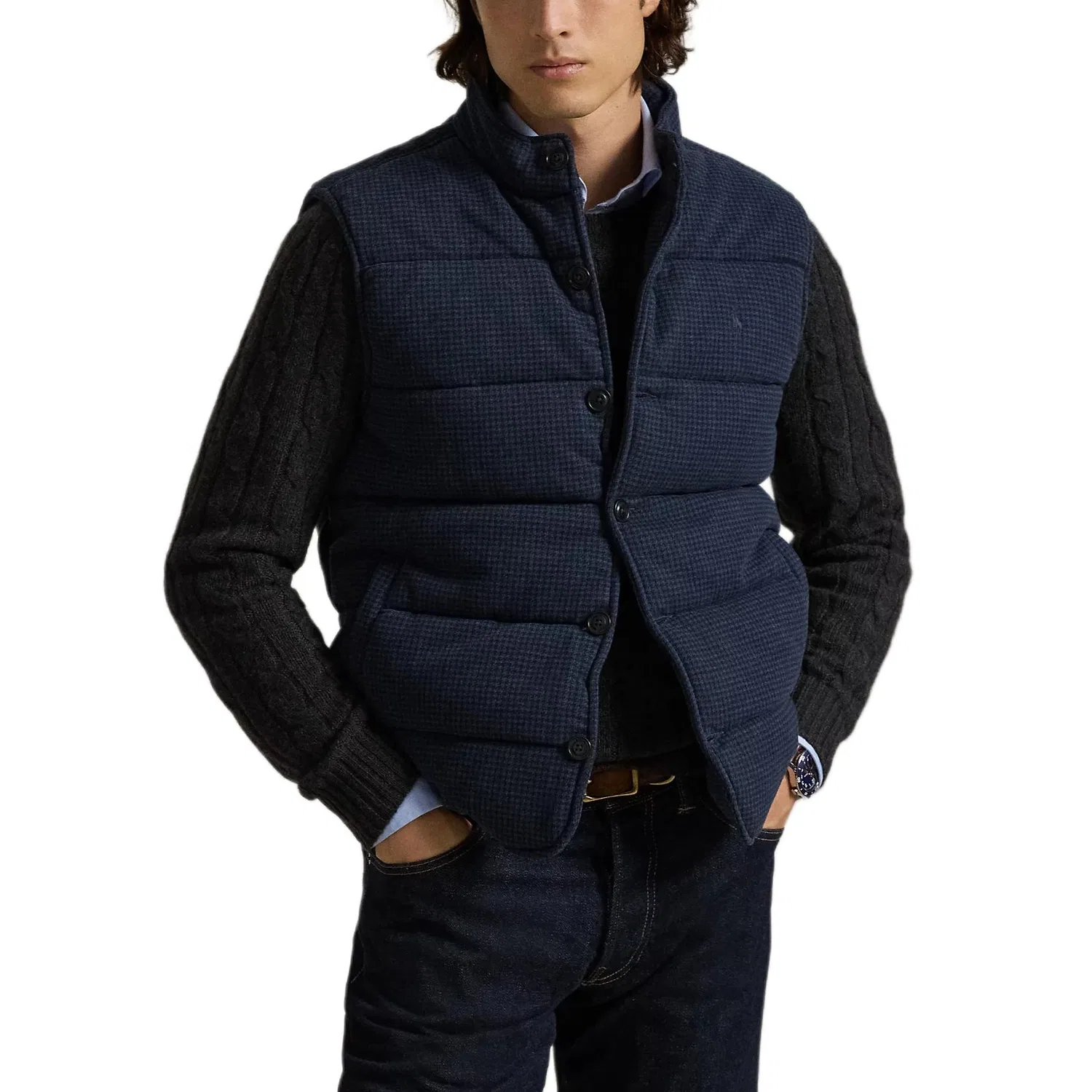 Жилет на пуговицах Polo Ralph Lauren Winter Marine & Heather & Dogtooth — фото 4
