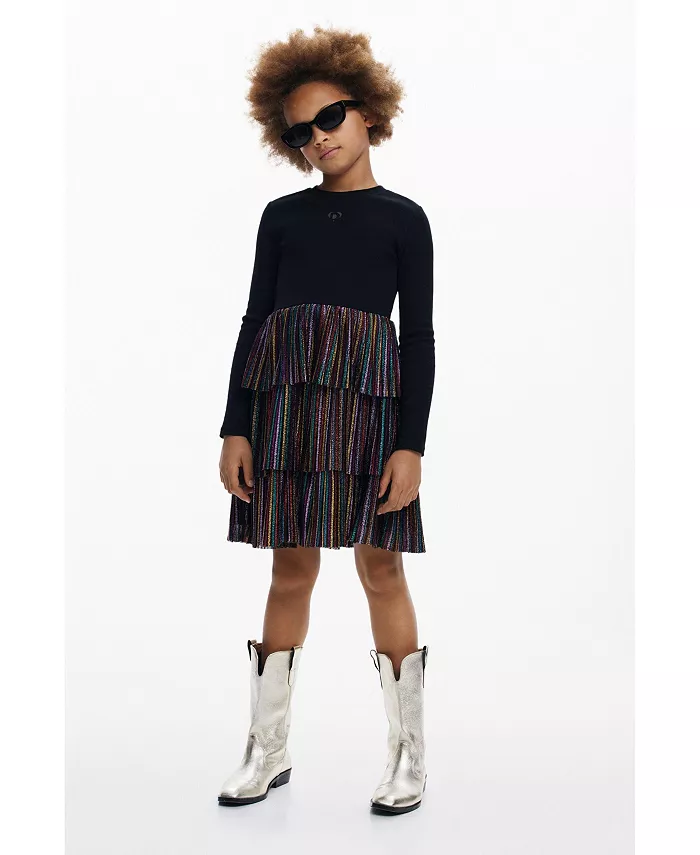 

Платье с рюшами из люрекса для девочек Desigual, черный