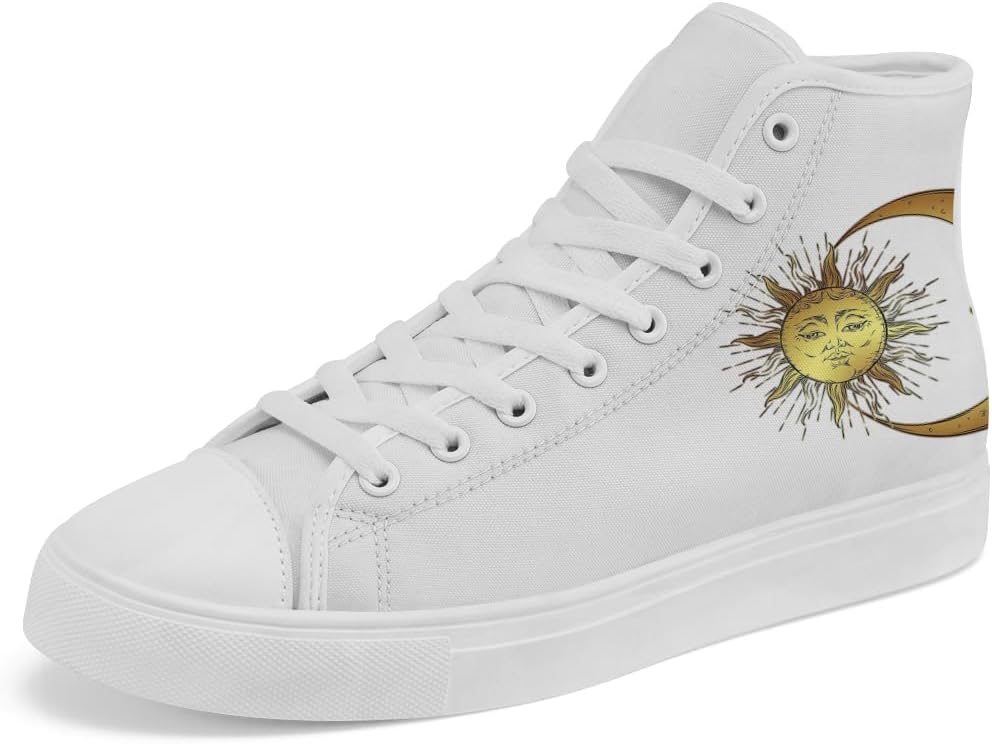 

Высокие кеды из холста Sun and Moon, высокие кроссовки на шнуровке, повседневная обувь для женщин и мужчин Chebing, белый