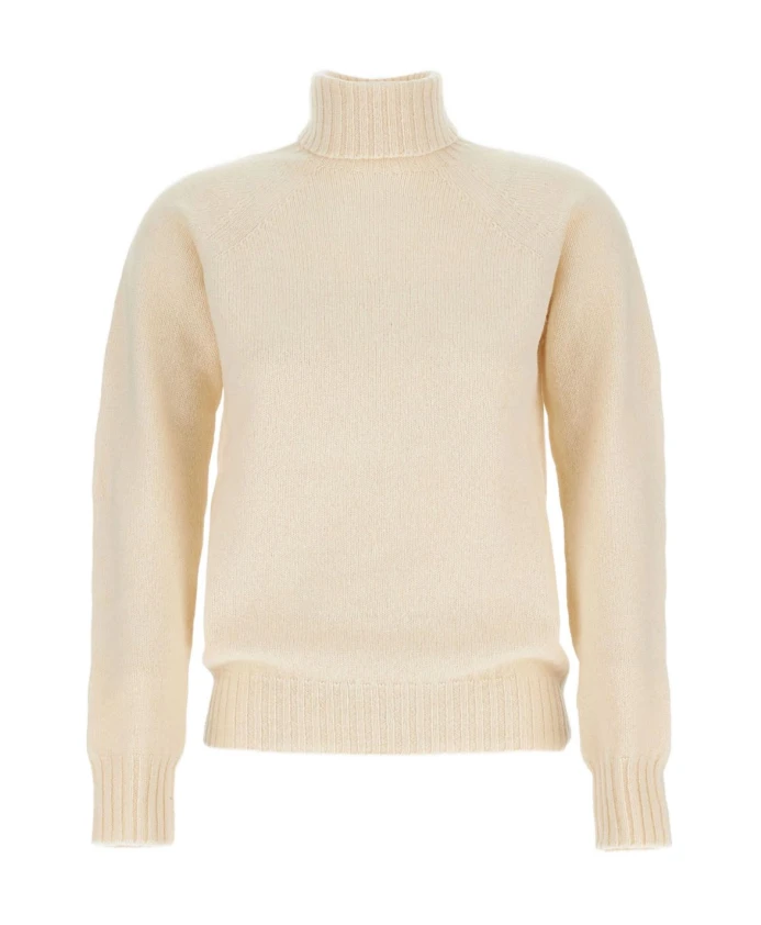 

Белоснежный шерстяной свитер с высоким воротником Drumohr, бежевый