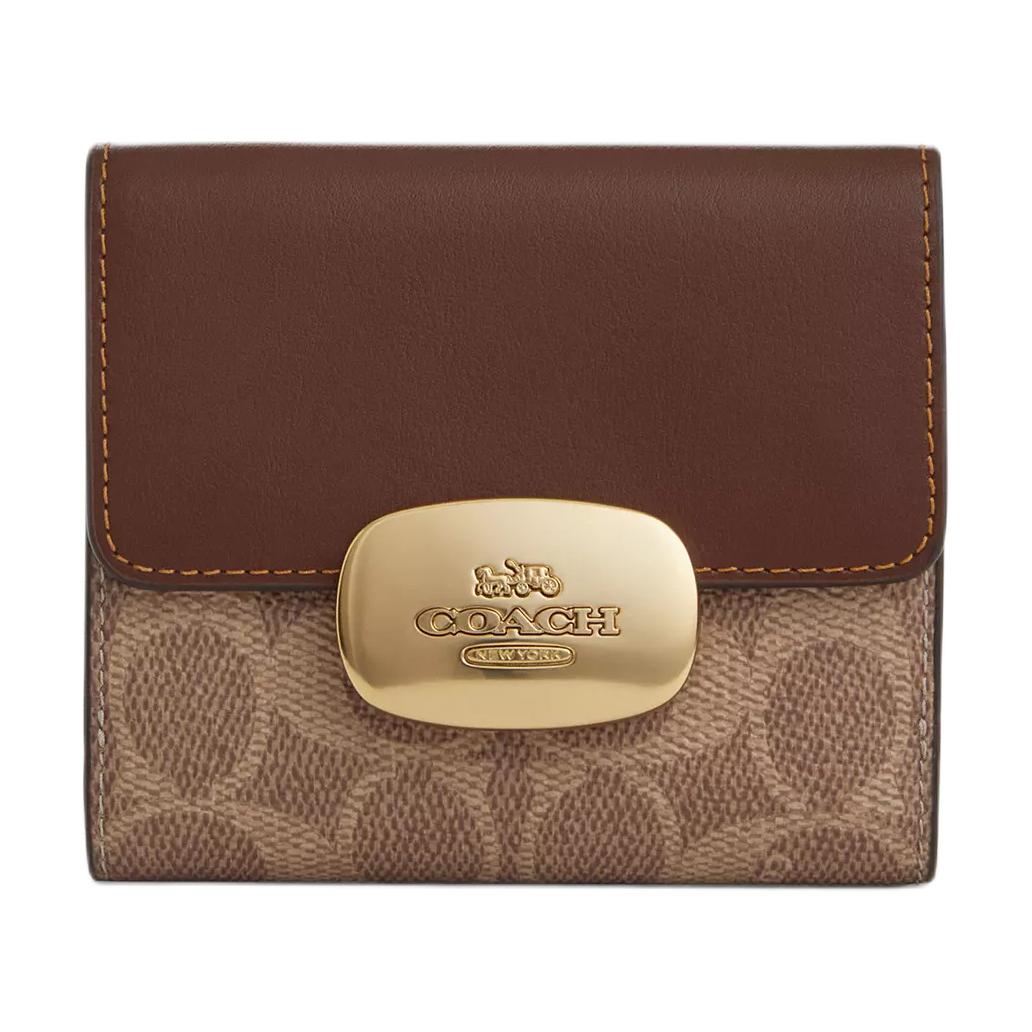 

COACH Женский кошелек из лакированного полотна малый бежево-коричневый, Tan & Brown