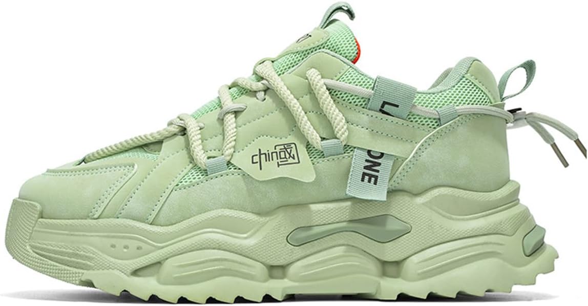 

Мужские массивные кроссовки для ходьбы, модные кроссовки с цветными вставками, легкие, дышащие, ретро, повседневные Zhoupulp, 281 Green