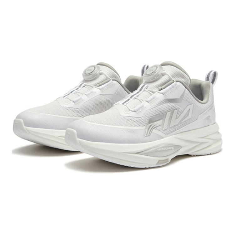 Бренд FILA KIDS, модель BOA Slip Resistant Shock Absorbers, цвет White/Silver Gray Детские противоскользящие амортизирующие кроссовки для бела низкие — фото 3