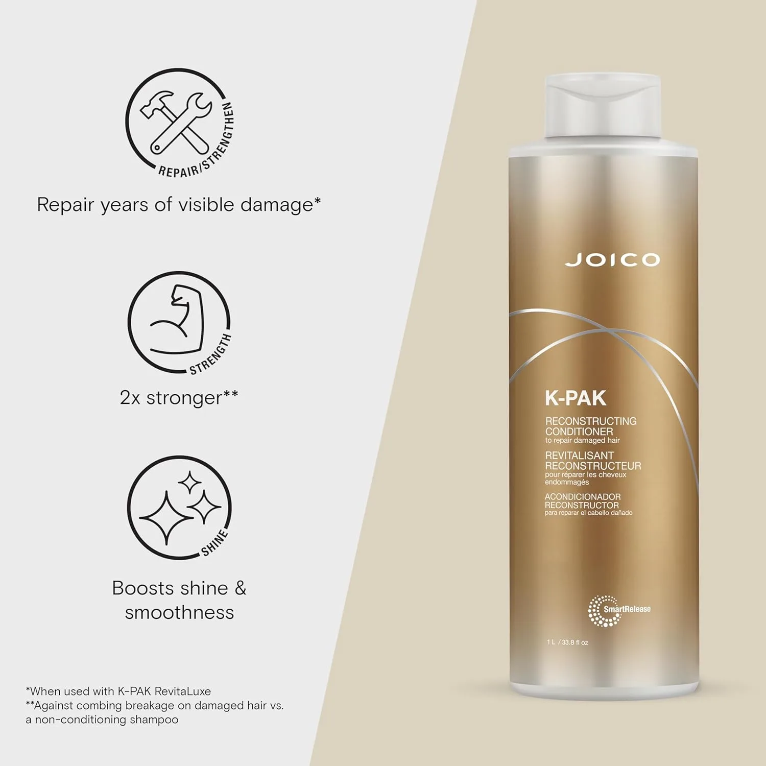 Joico K-PAK Daily Reconstructing шампунь и кондиционер для поврежденных волос, восстанавливает блеск, разглаживает и распутывает, устраняет статику, с кератином и экстрактом гуаявы — фото 4