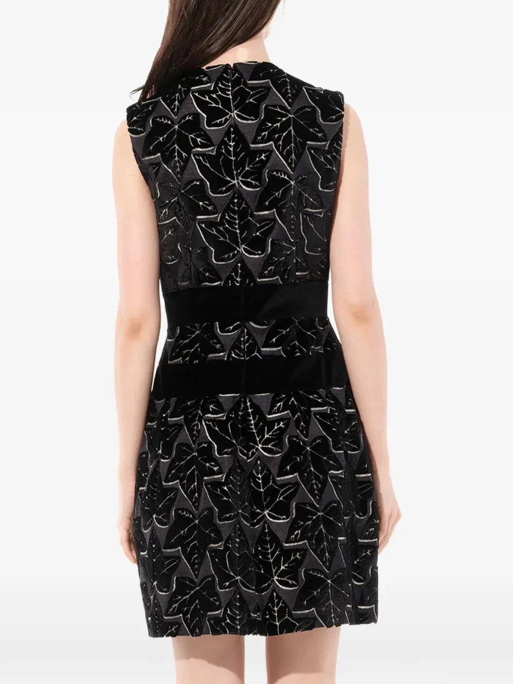 Мини-Платье с узором из листьев Alexander Mcqueen, черный — фото 4