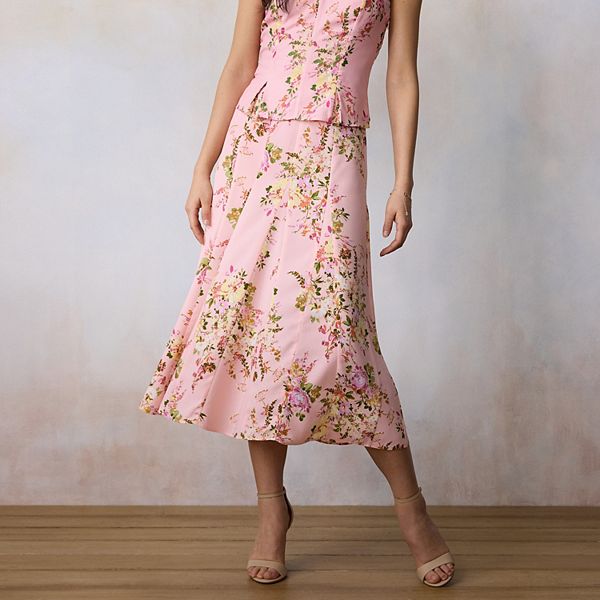 

Юбка миди с клешем на высокой талии Lc Lauren Conrad, Blush Cleo Blooms