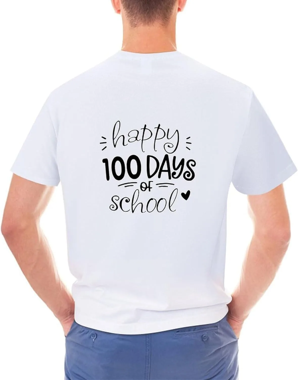 Футболка Funny Happy 100th Day of School, винтажная, мягкая, дышащая, классическая, в стиле Bath, модная, для мужчин Generic, белый