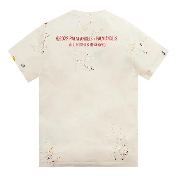 Футболка palm tree painted t-shirt 'off white red' Palm Angels, белый — фото 2