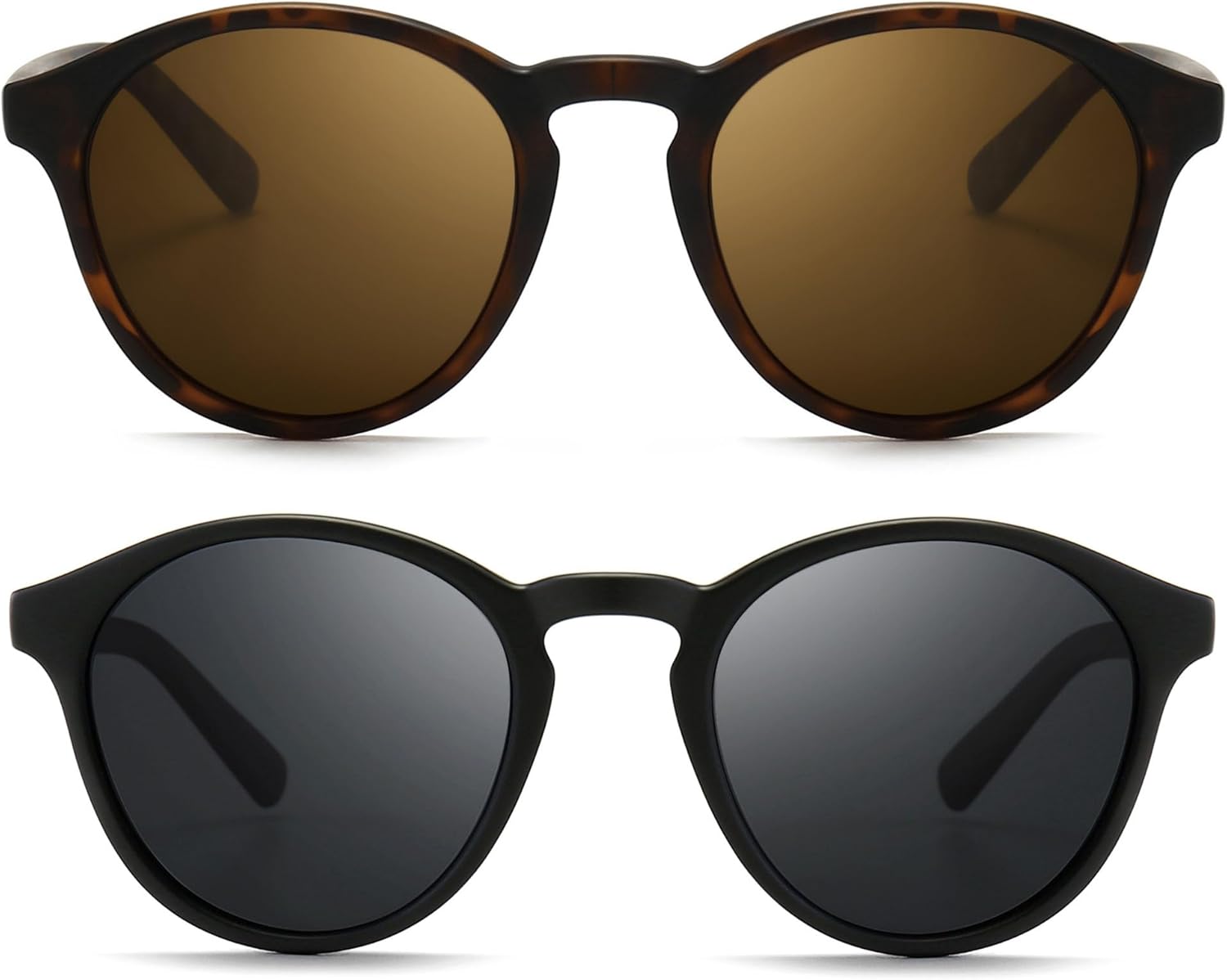 

Солнцезащитные очки SUNGAIT Classic Vintage круглые поляризованные для женщин и мужчин, в стиле ретро, ​​с защитой от ультрафиолета UV400, 2 Pack (Polarized): Amber Frame Brown Lens+black Frame Grey Lens