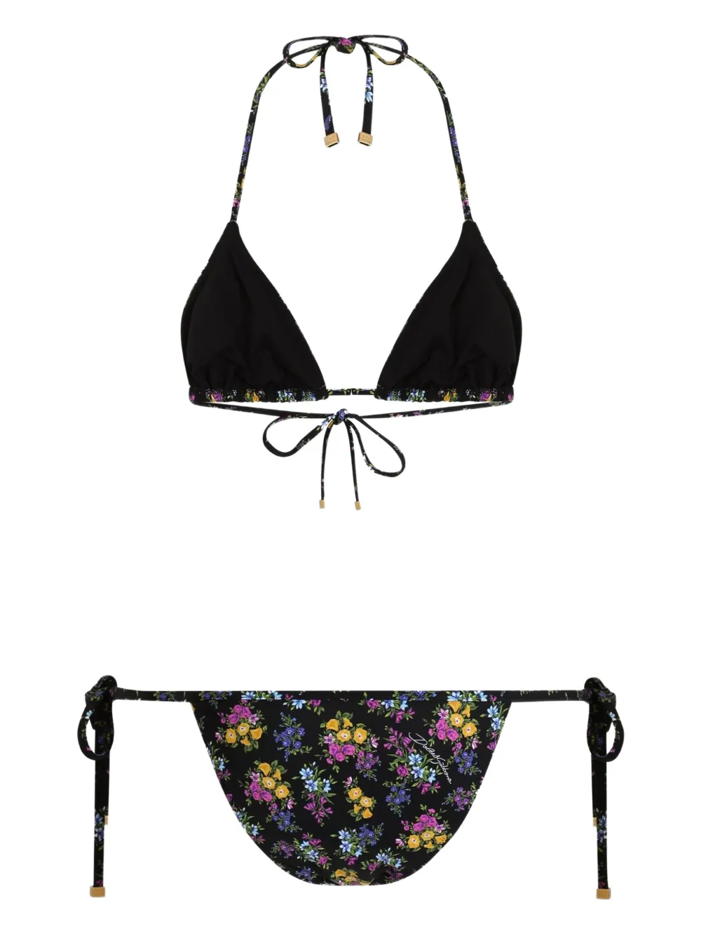 Бикини с треугольными чашками и цветочным принтом Dolce & Gabbana, черный — фото 2