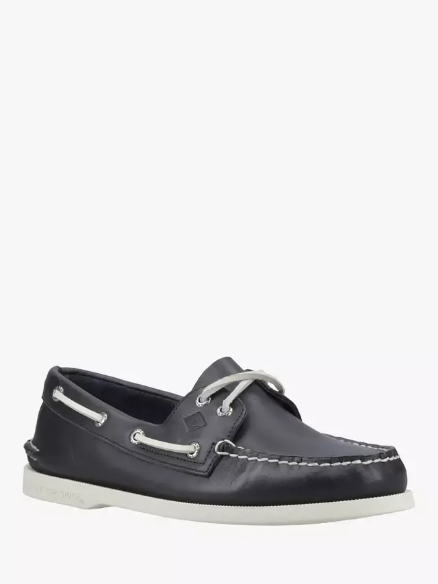 Оригинальные кожаные мокасины с двумя люверсами Sperry, Navy — фото 2