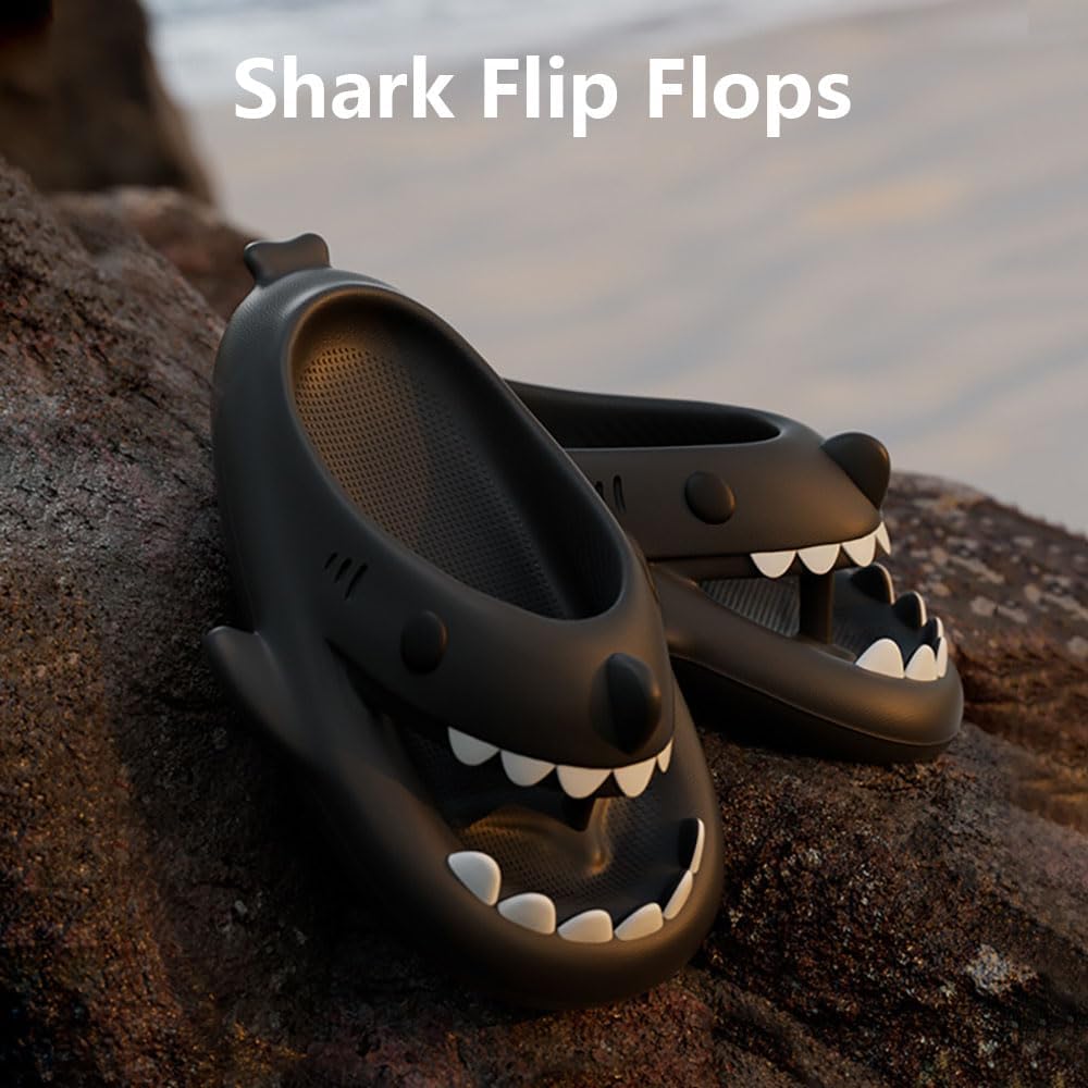 Шлепанцы Zureto Shark, оригинальные шлепанцы Shark для взрослых, тапочки с мультяшной акулой Cloud Shark для женщин и мужчин, серый — фото 2