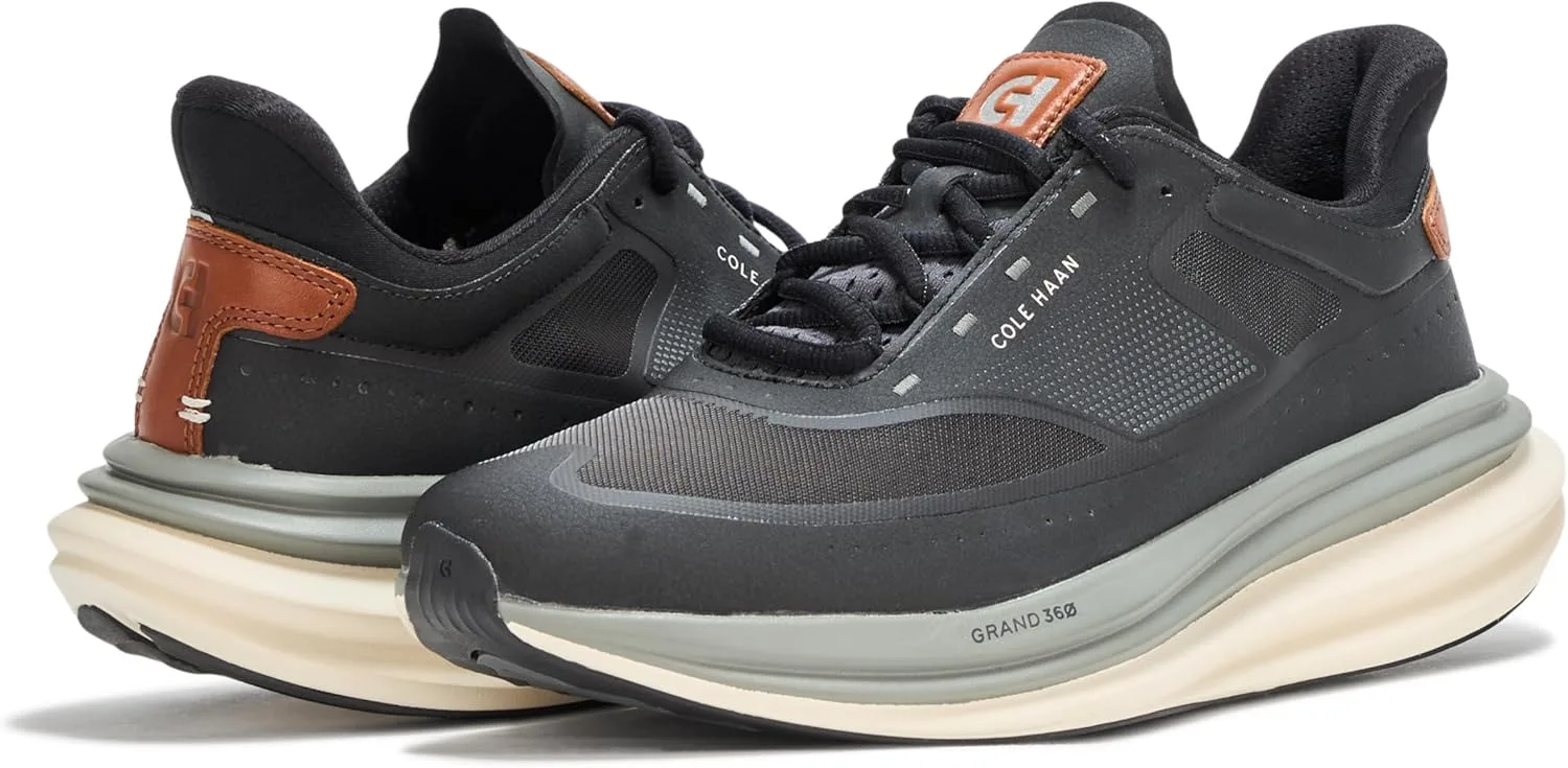 Мужские беговые кроссовки Cole Haan Original Grand Quadstar, черный/бежевый — фото 3