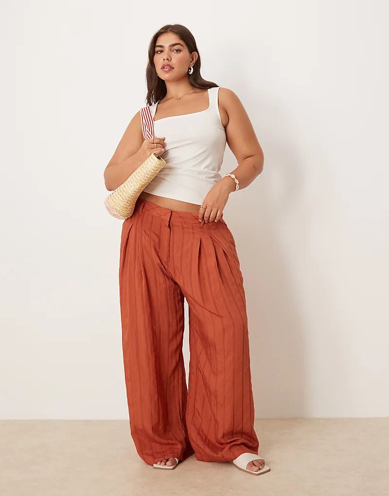 

Брюки-палаццо Curve ASOS DESIGN в полоску цвета ржавчины