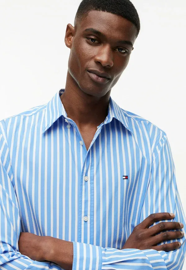 Рубашка Tommy Hilfiger Flex poplin seasonal stripe sht seasonal pattern shirt, синяя полоска — фото 4