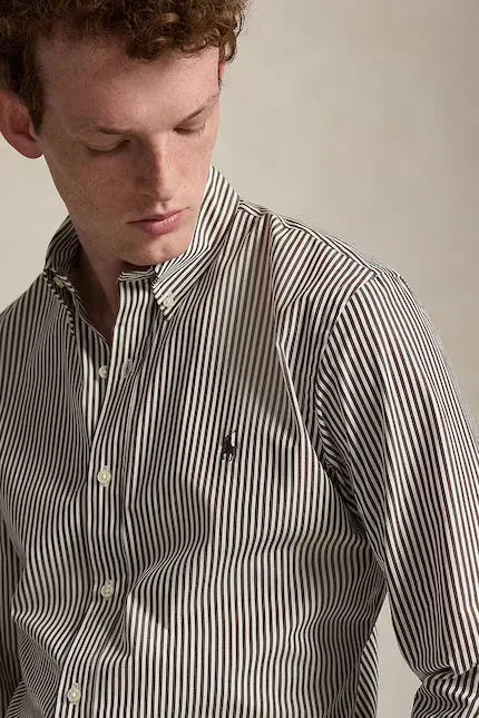 Рубашка хлопковая Polo Ralph Lauren, коричневая — фото 4