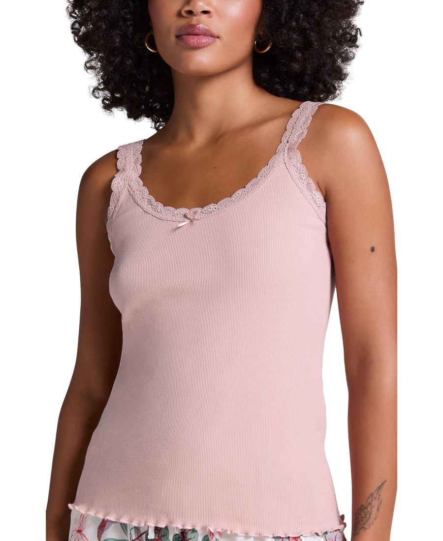 

Женская ребристая кружевная майка Hunkemoller Hunkemöller, Pale mauve