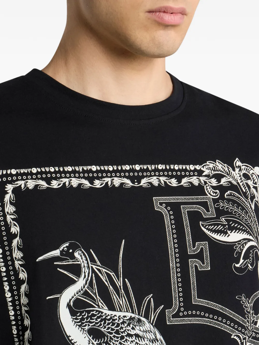 Хлопковая футболка с принтом Etro, черный — фото 4