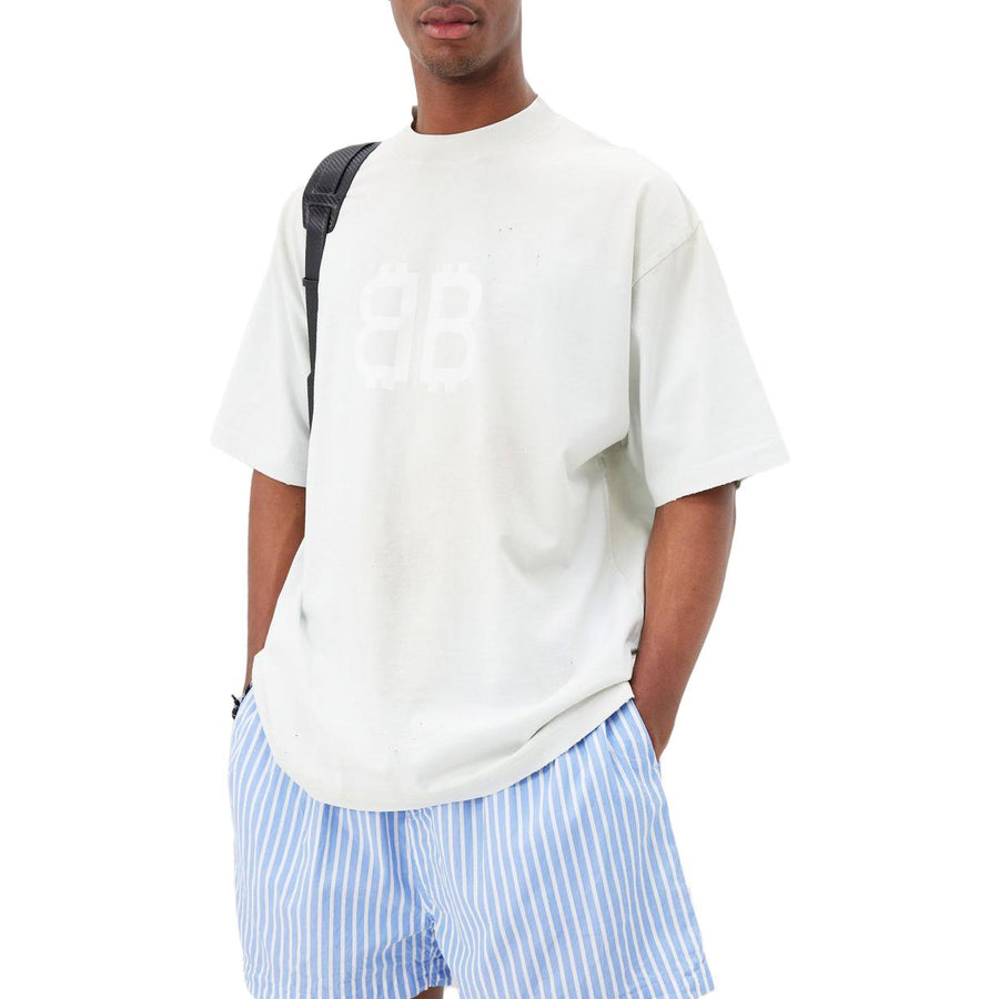 Футболка Balenciaga BB Paris Strass T-shirt Medium Fit 'Dirty White', белый — фото 4