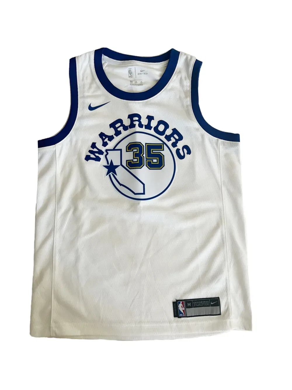 Топ Kevin Durant Golden State Warriors Hardwood Classics Nike Kids, белый