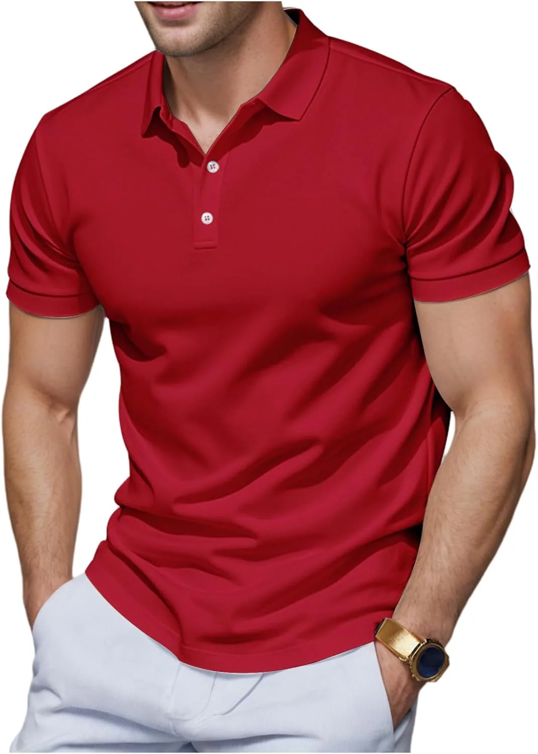 

Мужская поло Slim Fit с коротким рукавом, дышащая и быстросохнущая Thatrich