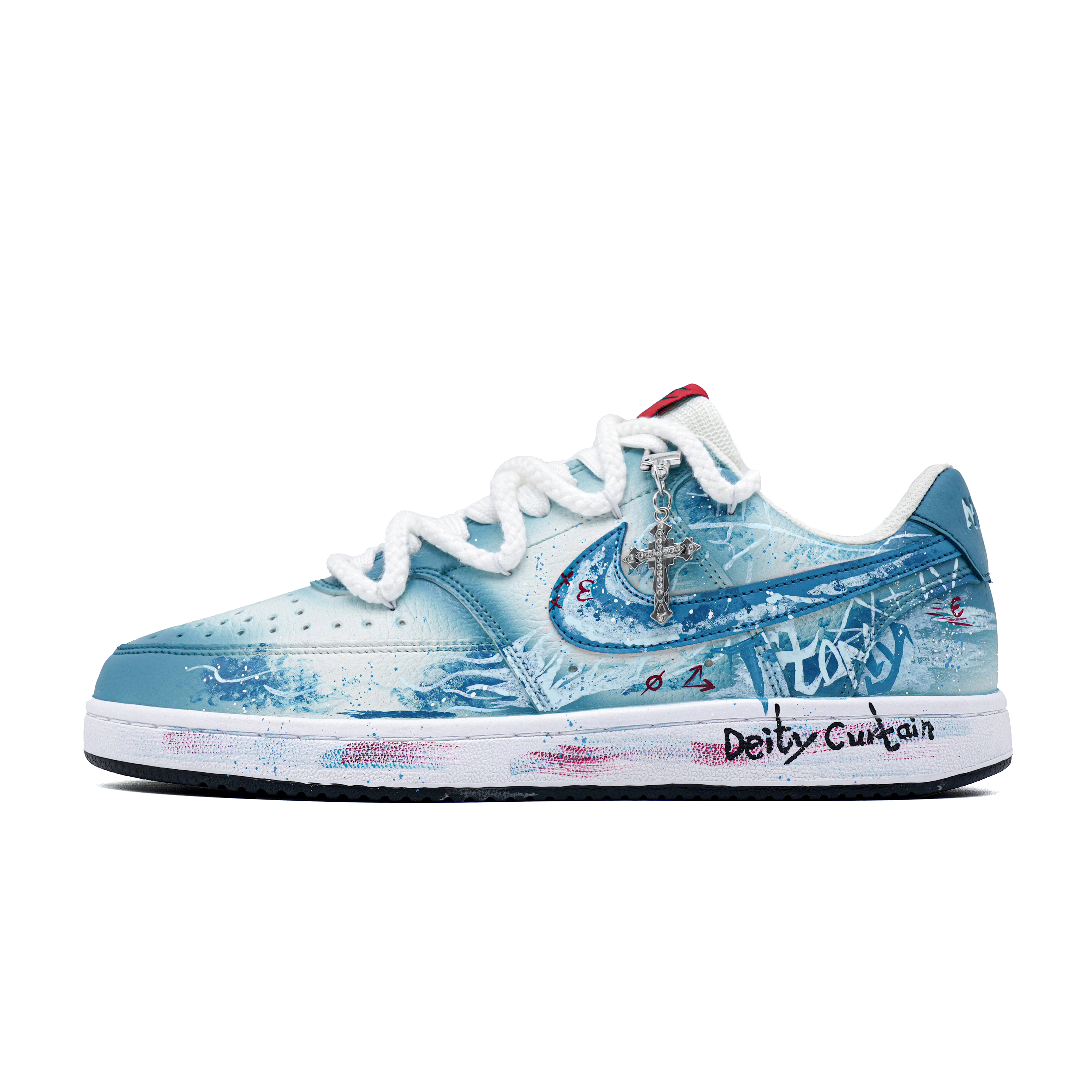 

Nike Кроссовки Court Vision 1 Mist Island Listening To The Tide Coverage Low Top для скейтбординга, мужские, бежево-синие