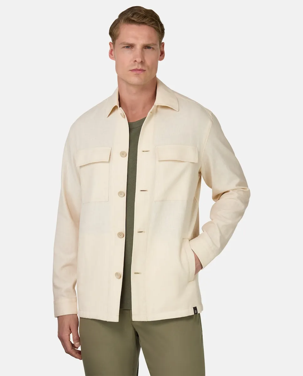 

Хлопковая и льняная рубашка Boggi Milano, кремовый