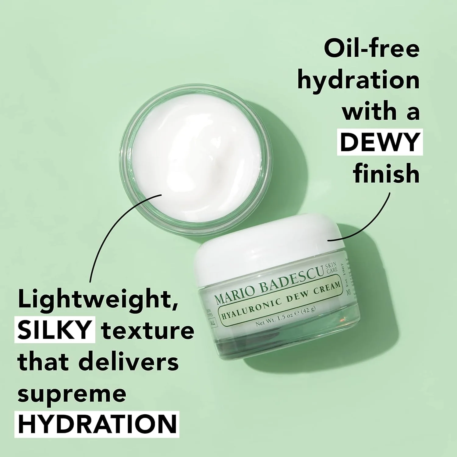 Mario Badescu Dewy Skin Duo: увлажняющий крем с гиалуроновой кислотой и сыворотка для сияющей кожи, Green — фото 3