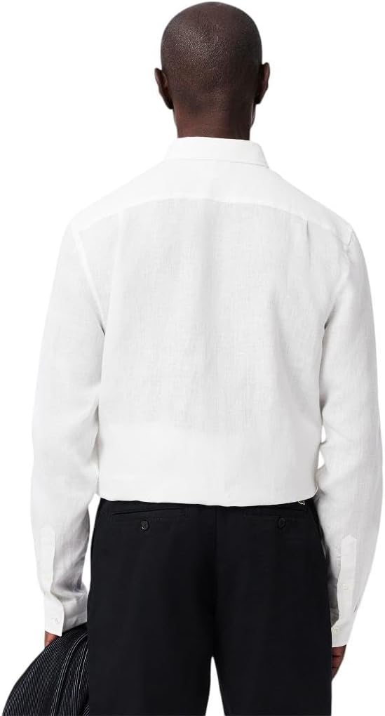 Lacoste мужская повседневная рубашка на пуговицах Regular Fit из льна, White — фото 3