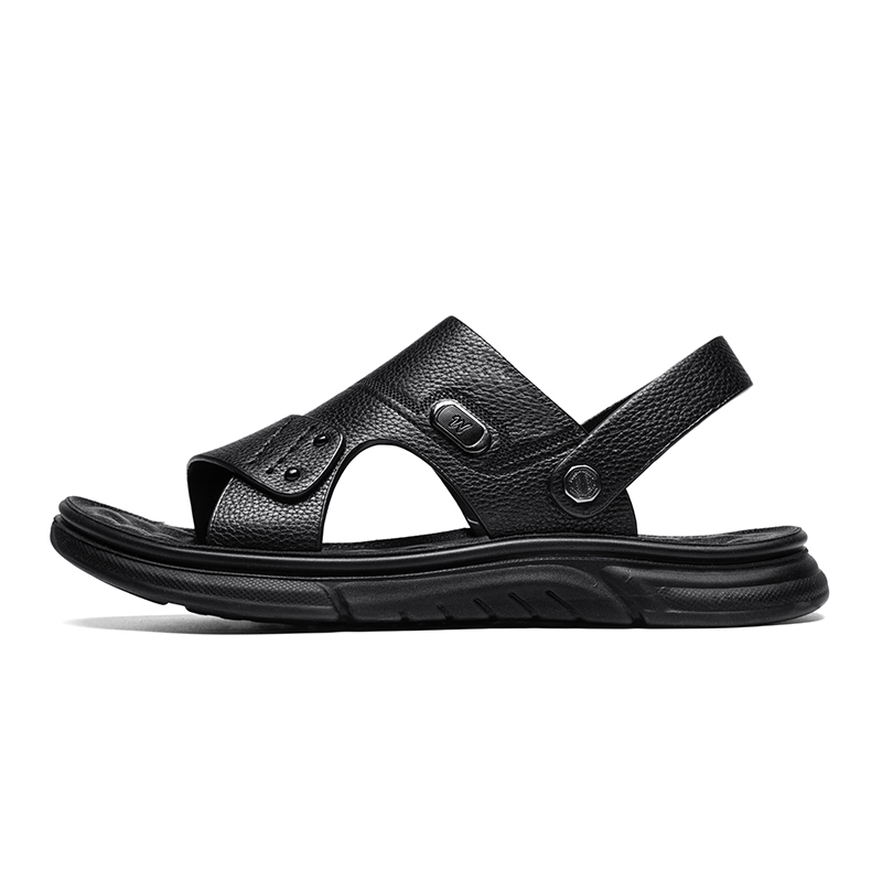 CALIFBULL Мужские пляжные сандалии Black/Brown коричневые, цвет Brown[Leather Shoe Size: Size 40 in This Model = Athletic Shoes 41] — фото 3