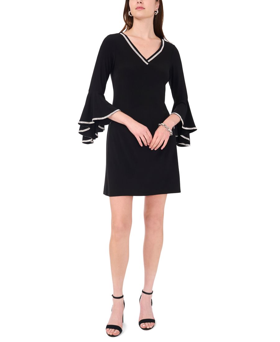 

Женское платье-футляр с рукавами-колоколами и металлизированной отделкой MSK, Black