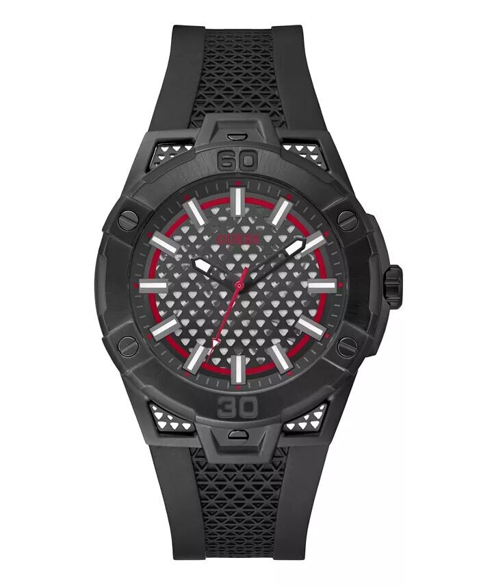 

Мужские аналоговые черные силиконовые часы 45 мм GUESS, черный