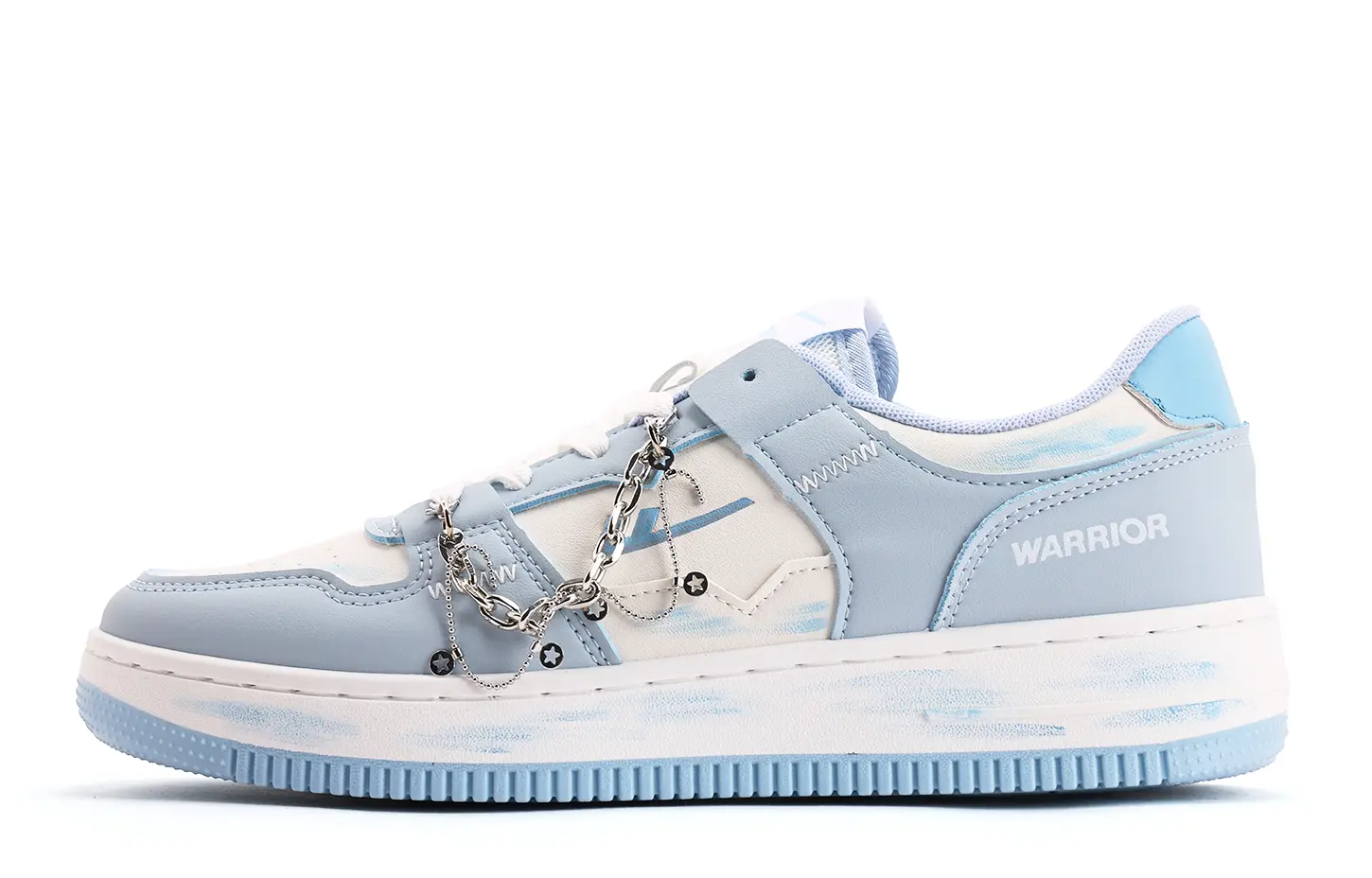 

WARRIOR Кроссовки для скейтбординга низкие износостойкие и легкие из искусственной кожи унисекс White Blue